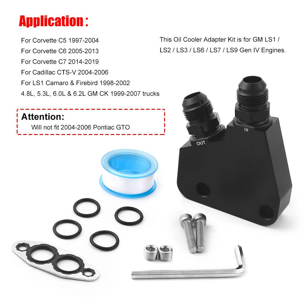 Schwarzer Ölkühlungsadapter für Corvette C5 C6 C7 LS1 LS2 LS3 LS6 LS7 für GM für CK 99-07 BK