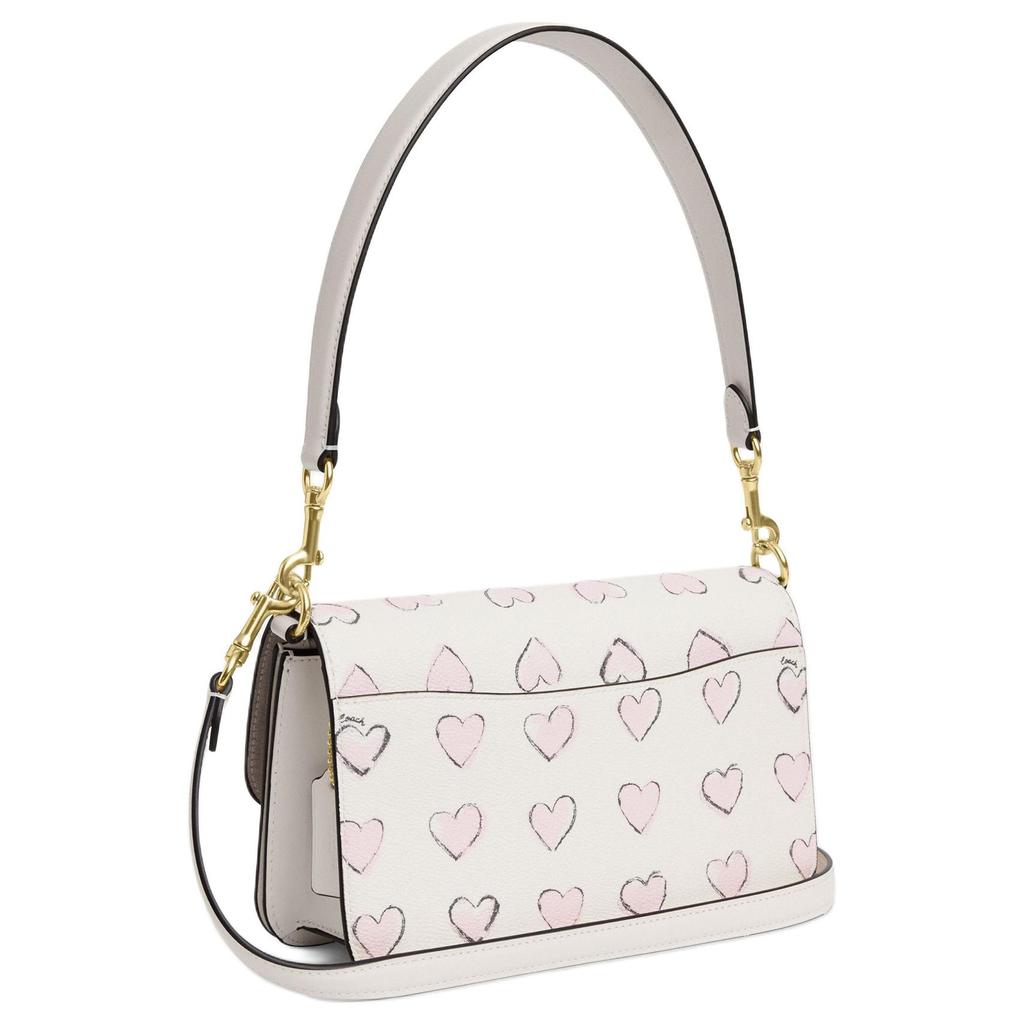 Coach Brynn 23 Heart Print Metal Logo Leather Shoulder Bag Women Shoulder Bag Chalk-White CBS76-IMCAH