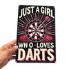 Room Decor  Just a Girl Who Loves Darts Iron Metal SignDurable Wall Art for Home Office Bar Cafe Decor Gift