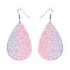 1pair Exaggeration Glitter Colorful Sequin Teardrop Leather Dangle Earring Bohemian Shining Waterdrop Drop Earrings Women Fashion Jewelry Gifts