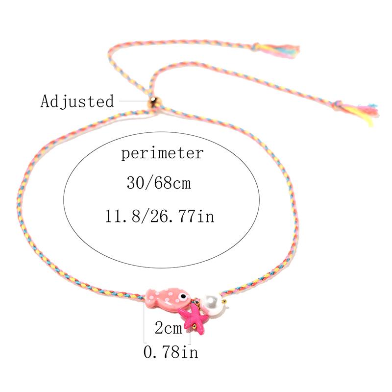 Colorful Bohemian Ceramic Fish Pendant Necklace For Women Adjustable Multicolored Rope Choker, Perfect For Summer Beach Vacation