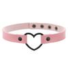 Goth Leather Heart Choker Necklace for Women Girls Adjustable Punk Collar Necklace Kawaii Cute Jewelry