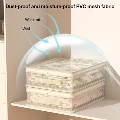 Bed Sheet Organizer See-Through Mesh Closet Storage Bag with Handle Stackable Sheets Set Folder for Bedding Sheets Duvet Covers And Pillow Cases