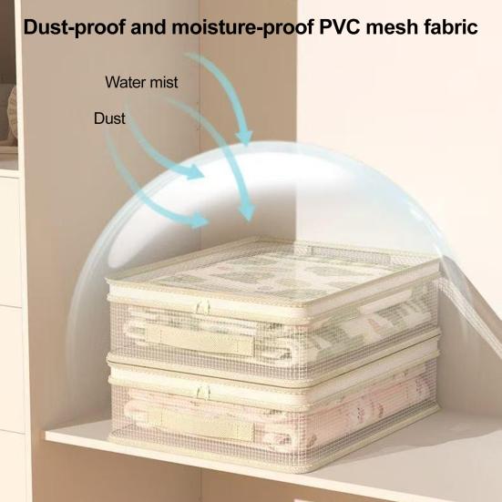 Bed Sheet Organizer See-Through Mesh Closet Storage Bag with Handle Stackable Sheets Set Folder for Bedding Sheets Duvet Covers And Pillow Cases