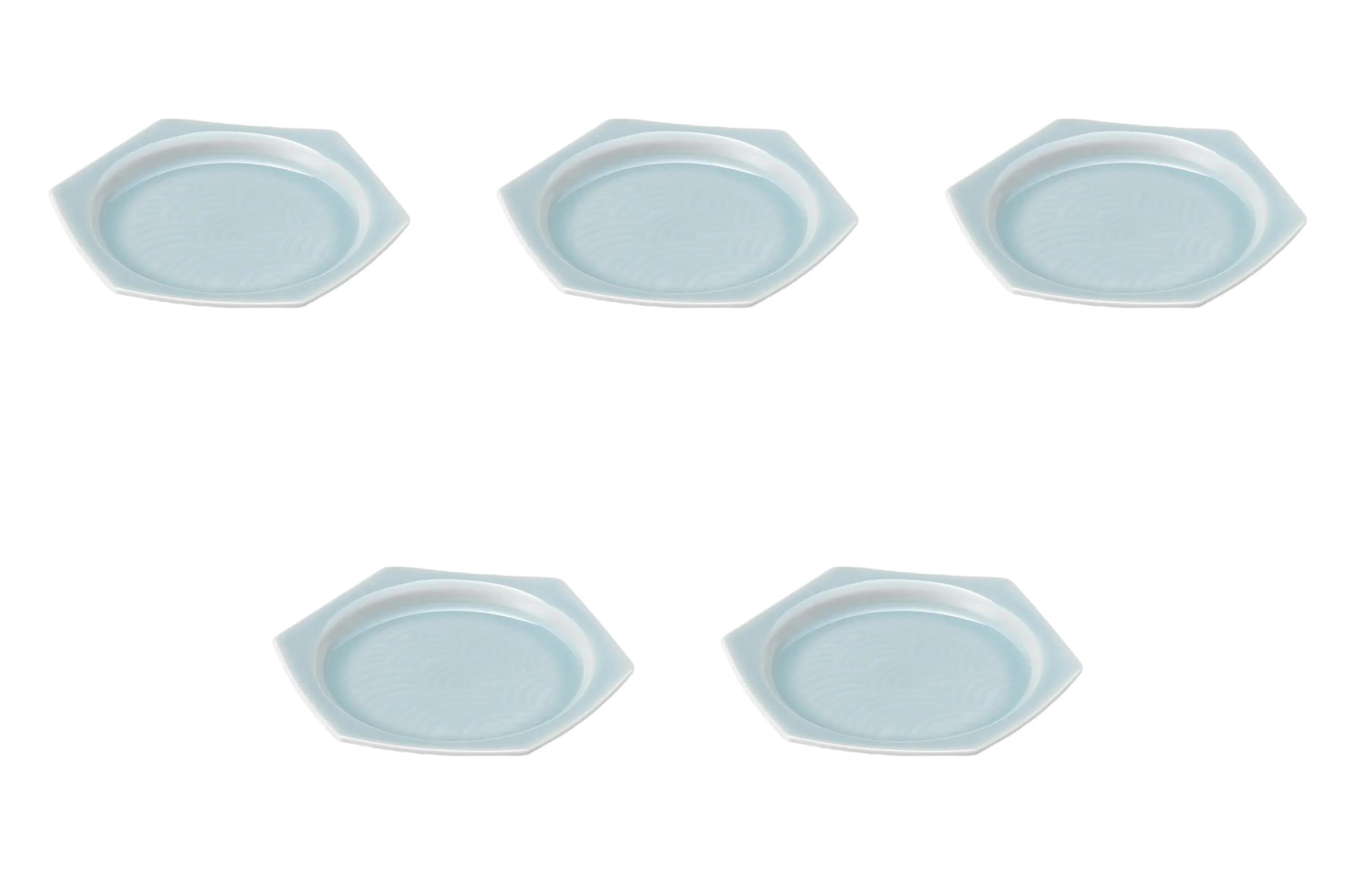 

Set of 5 Blue and White Porcelain Hexagonal Plates x Small Irregular Plates by Setomonohonpo (Large) [19.9 2.9 cm]