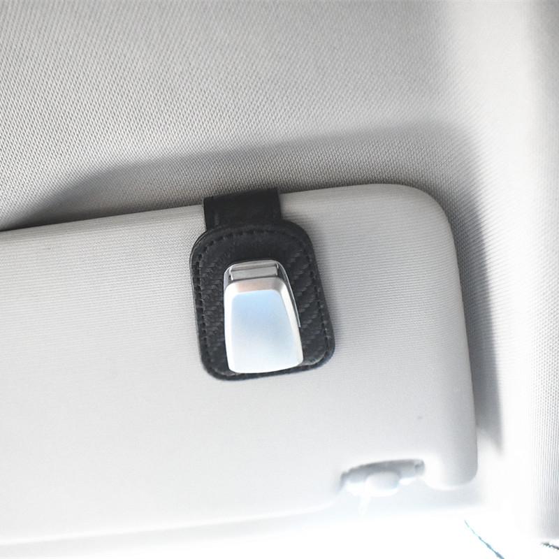 Car Sun Visor Glasses Clip: Multifunctional Sunglasses Holder & Bill Storage In Creative Cowhide Design