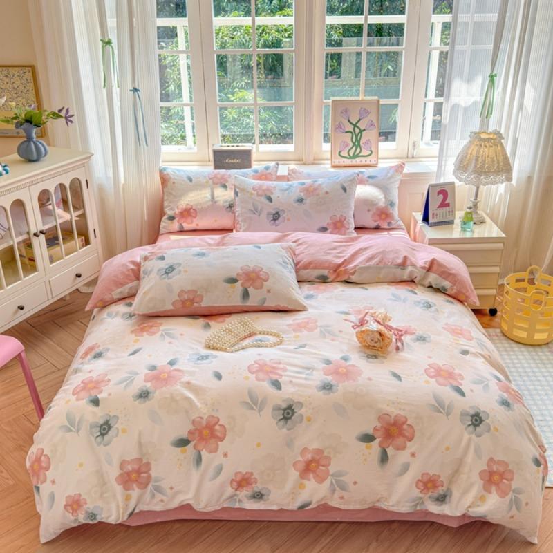 Floral Printed Duvet Cover 1Piece- 100% Cotton Luxury Bedding, Pre-Washed for Softness, for Bedroom Decor - Zipper Closure