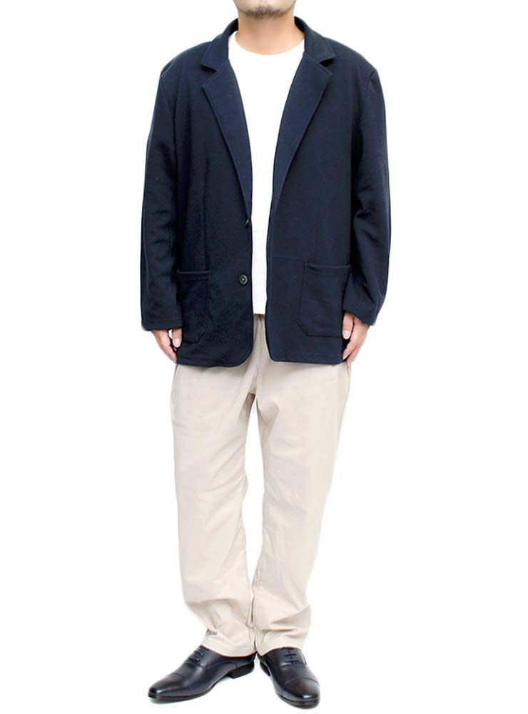 One Colors Men's Tailored Jacket, Plus Size, Stretch Calze Material, 2B Sweat Jacket, Size 3L, Navy