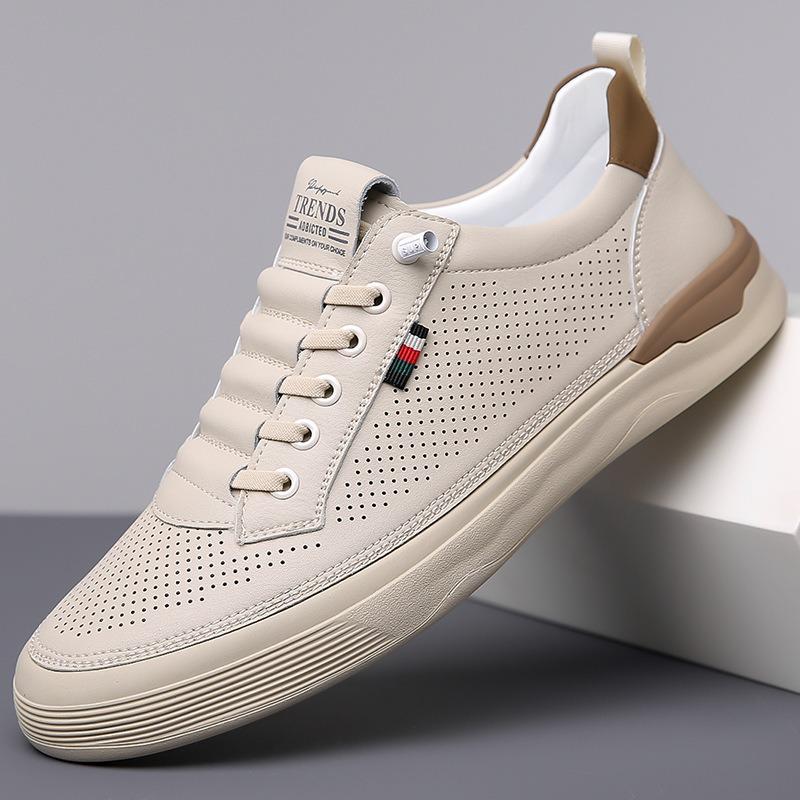 Módní návrhář Pánské boty na prkně z hovězí kůže Jaro Podzim Měkká podrážka Ležérní tenisky pro muže Módní platforma Zapatos Para Hombre