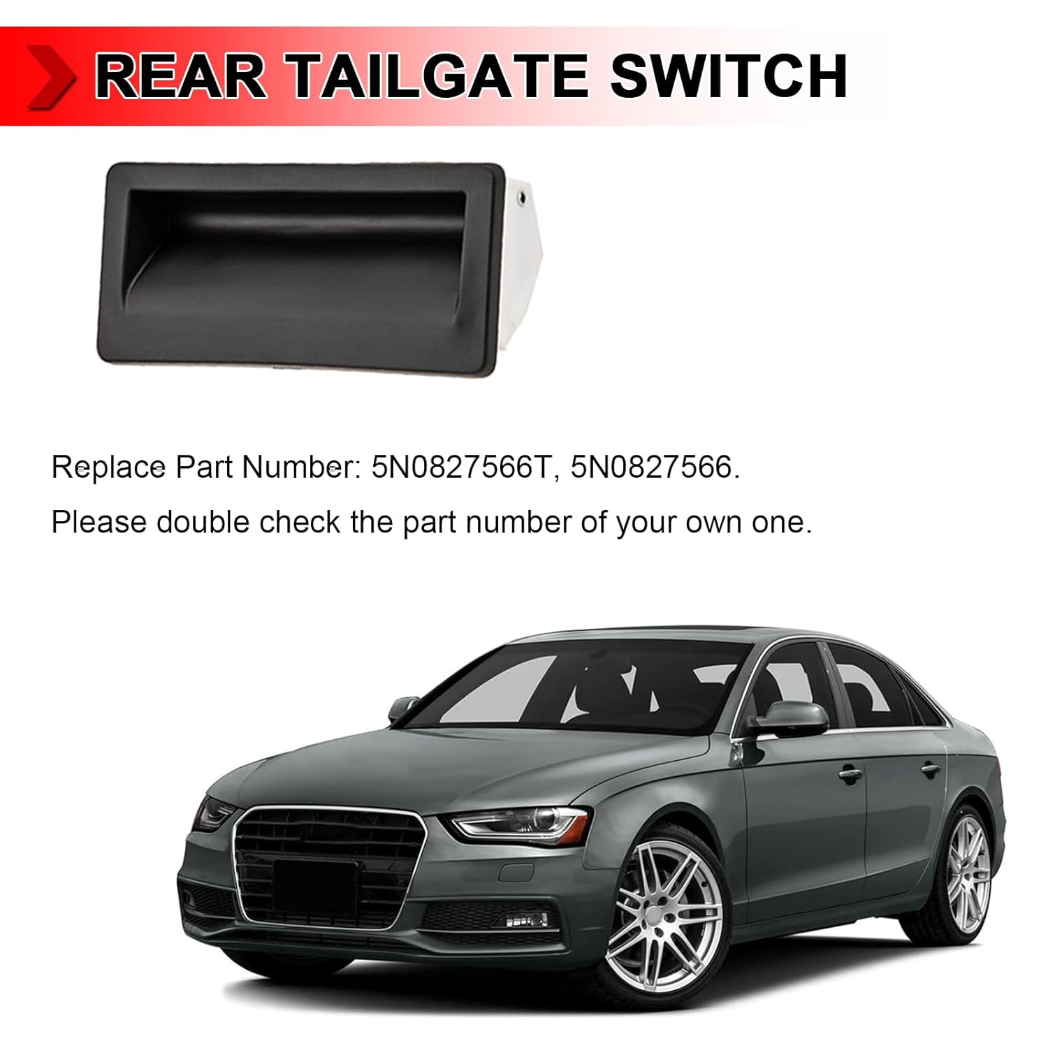 5N0827566T 5N0827566 Car Rear Trunk Release Switch, Rear Trunk Tailgate Rear Door Switch Replacement for Volkswagen Jetta 2010-2018 for Volkswagen