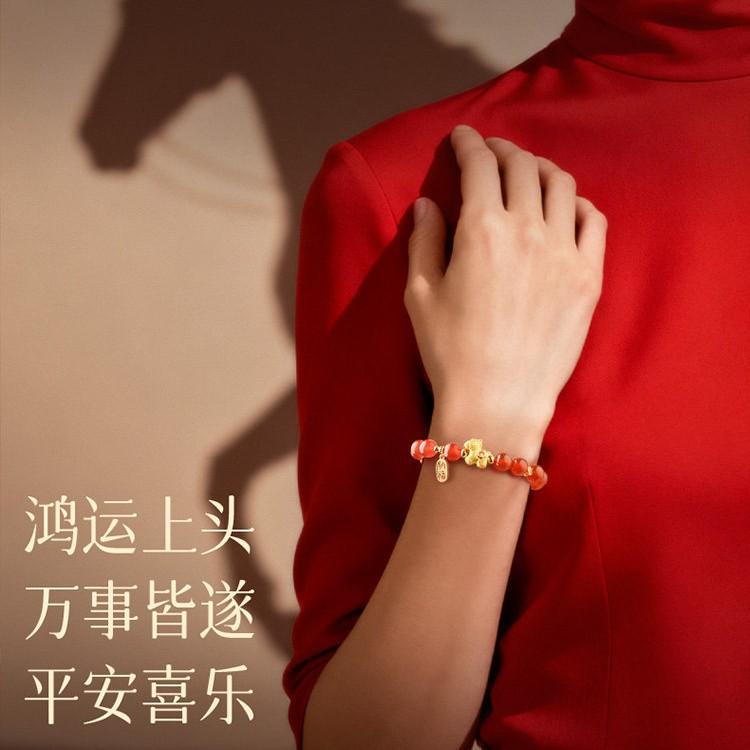 Natural Red Agate Pony Bead Bracelet for Women2026Lucky charm bracelet gift for the Horse zodiac sign to bring wealth