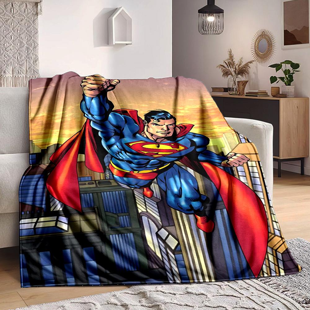 

1 шт. Фланелева ковдра-плед Супермен М яка, тепла та затишна для дивана, ліжка, офісу та подорожей Універсальний подарунок на будь-який сезон, Різдвяний подарунок 80x120cm