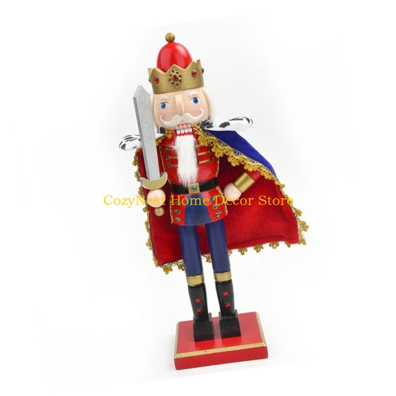 92MF Classical Nutcrackers Soldier Sculpture 38Cm Handmade Wooden Christmas Decoration For Festival Interior Styling