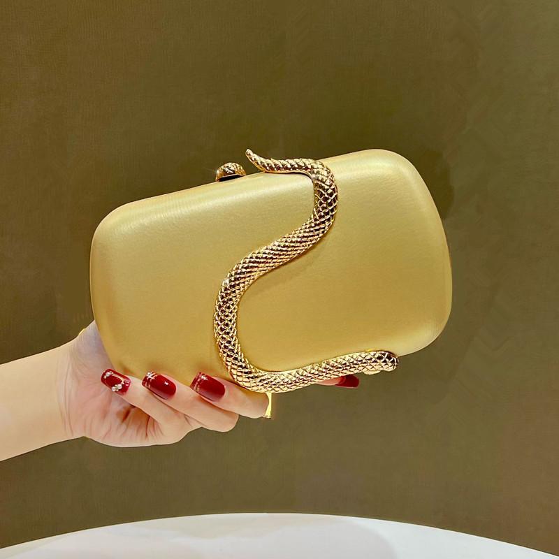 

2026 Luxury Elegant Snake Chain Women s Evening Box Bag Fashion Designer Lady Wedding Party Handbag High End Dress Crossbody Bag золотой
