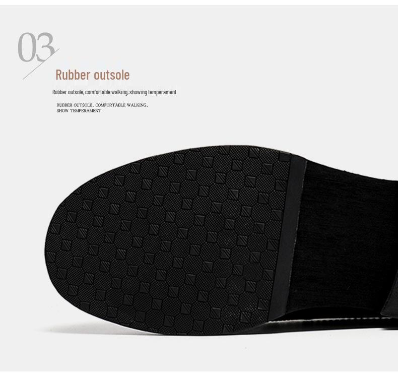 British Style Men's Round Toe Brogue Leather Shoes - Thick-Soled Casual Wedding Groom Shoes