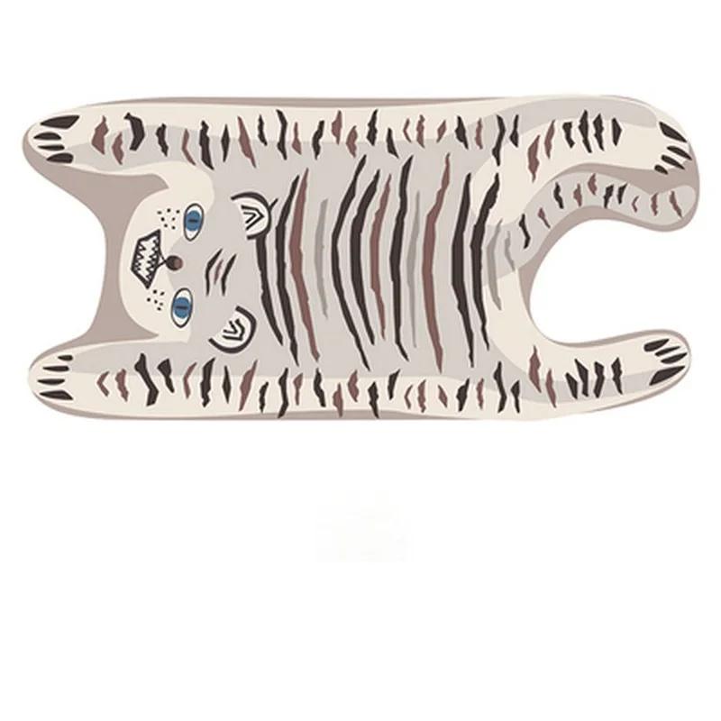 Cute Tiger Printed Rug Nordic Style Funny Plush Cartoon Leopard Tiger Printed Antiskid Floor Mat Creative Room Decor Carpet