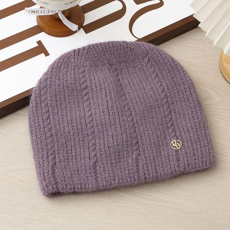 Knitted Thermal Hat Autumn and Winter Rabbit Fur Blended Women's Pullover Stacking Hat