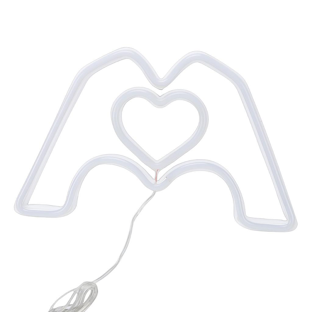Heart Hands Neon Sign Red White Loghting Battery Operated Love Finger Neon Light for Room Decoration