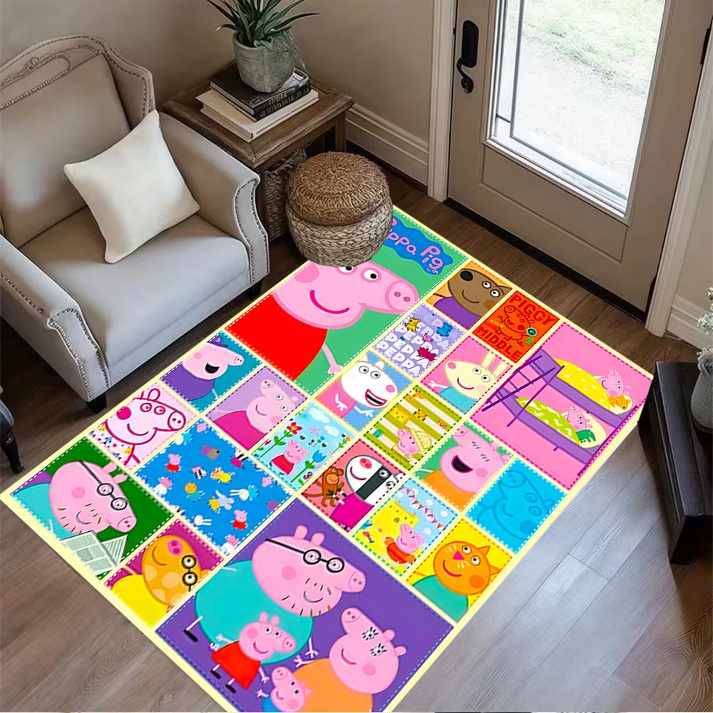 Peppa Pig's Colorful World Floor Rug Office Rug Design for Entryway Foyer Game Room Playrooms Antislip Carpet Office home decor