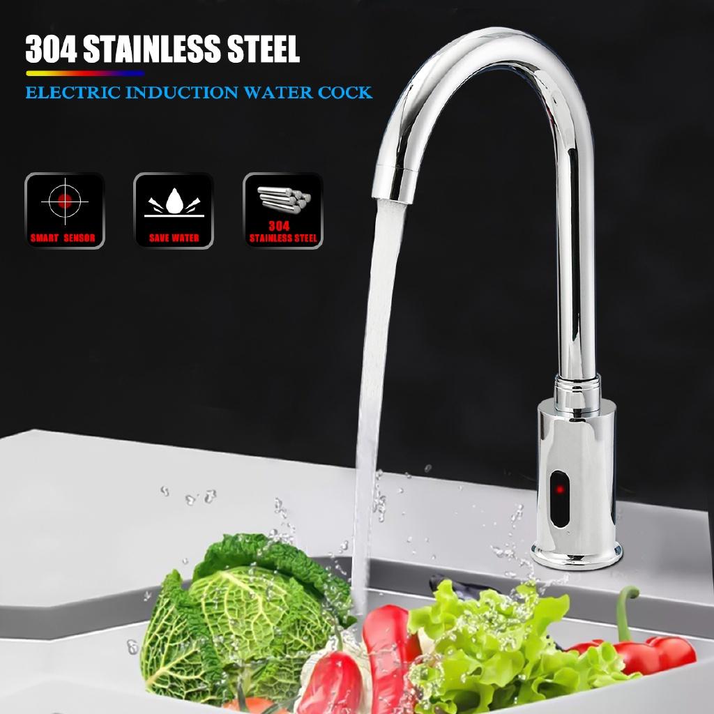 AC.220V Elektronik Otomatik Sensör Kontrollü Mutfak Su Musluğu Kızılötesi Modern Banyo Lavabo Bataryası Lavabo Sensörlü Musluk Ellerin Dokunuşu