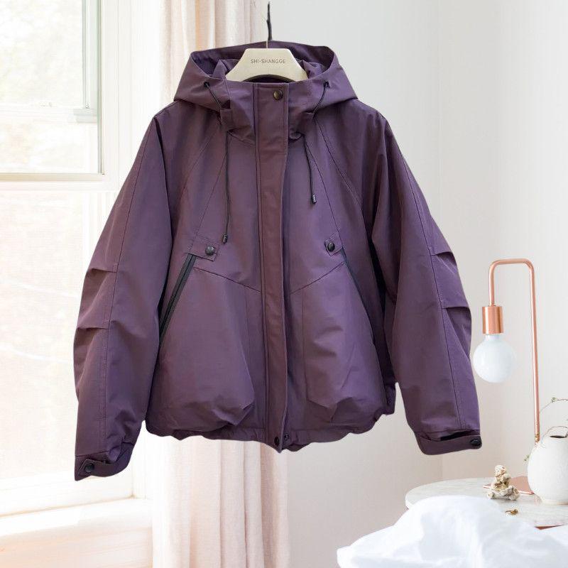 Spring/Autumn Casual Hooded Long Sleeve Jacket Jumpsuit: Slimming, Versatile, Loose Fit Windbreaker