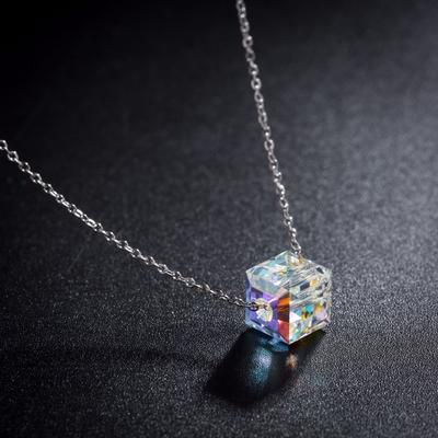 Kobiety Łańcuch Kryształ Rhinestone Kwadratowy Wisiorek Naszyjnik Ze Stopu Biżuteria Nieśmiertelna