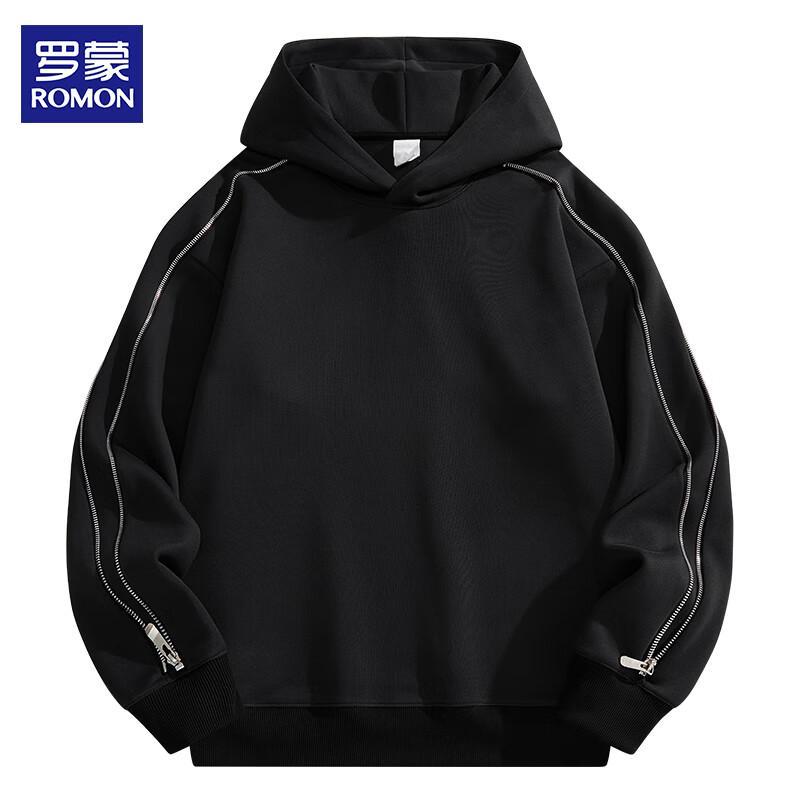 

Romon Men s Hooded Zipper Detail Sweatshirt 2XL