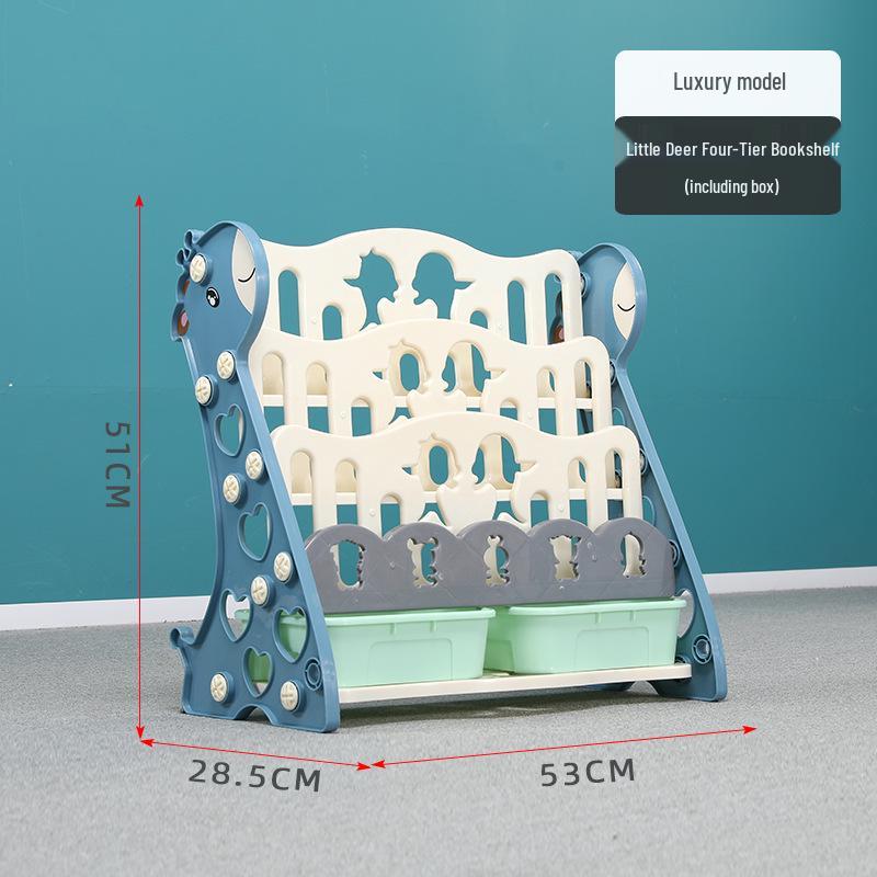 Kids' Floor-Standing Bookshelf & Toy Storage Rack - Plastic Cartoon Design