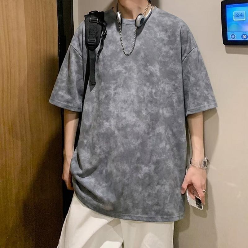 Short-sleeved unisex solid color 2026 new summer American style trendy brand t-shirt, trendy tie-dye clothing, loose half-sleeve top