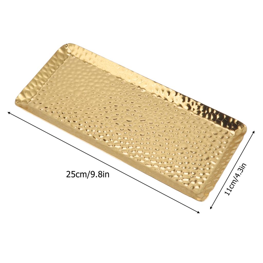 25x11cm Towel Hammered Trays Stainless Steel Multi Purpose Dishwasher Safe Dessert Tray Plate for Home Restaurant