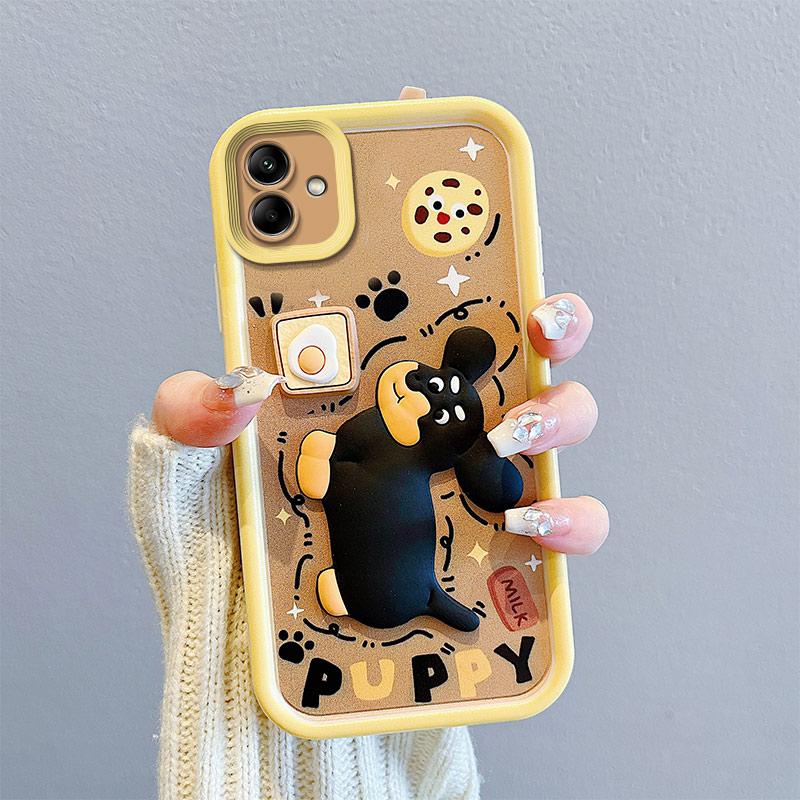 KEYSION Shockproof Case for Samsung A07 4G with Lanyard Soft Silicone Cute 3D Cartoon Doll Phone Back Cover for Galaxy A07