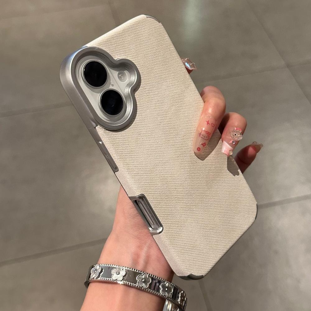 Luxury Jeans Fabric Soft Plating Case for iPhone 17 Air 16 15 14 Plus 13 12 11 Pro Max Shockproof Bumper Fabric  Cover Capa