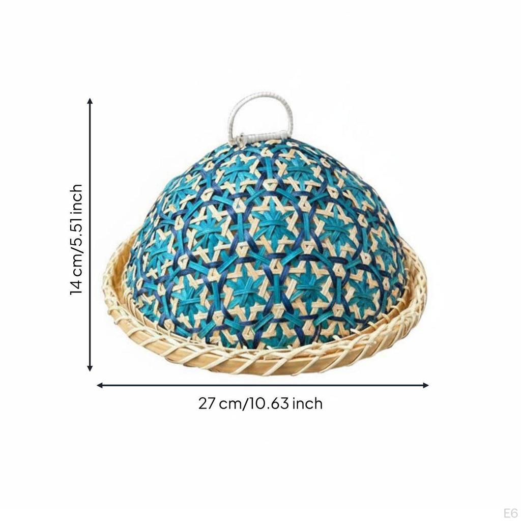 Bamboo Dish Cover Tent Handmade Food Dome Shielded Woven Meal for Tabletop, Dining Room