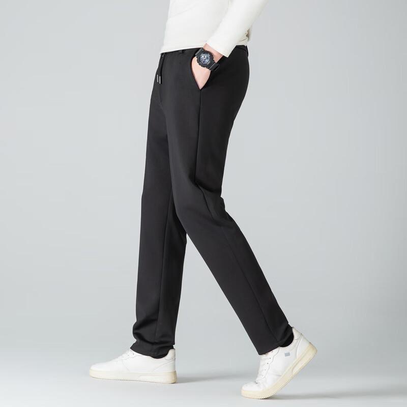 Xiaofu Men's Knit Straight-Leg Elastic Waist Pants