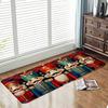 German Nutcracker Soldier Doormat Golden Trim Rug, Plush Machine Washable Small Door Carpet for Traditional Christmas Decor