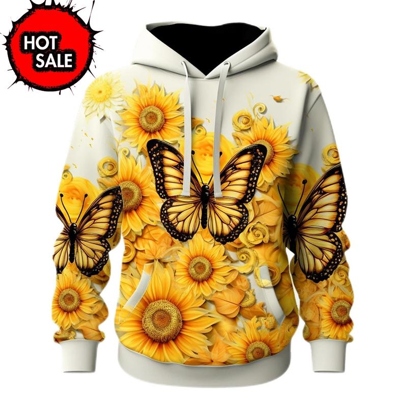 Arrivals Colorful Butterfly 3D Print Hoodie Women Streetwear Oversized Pullovers Hoodie Sweatshirts Female Hooded Clothing