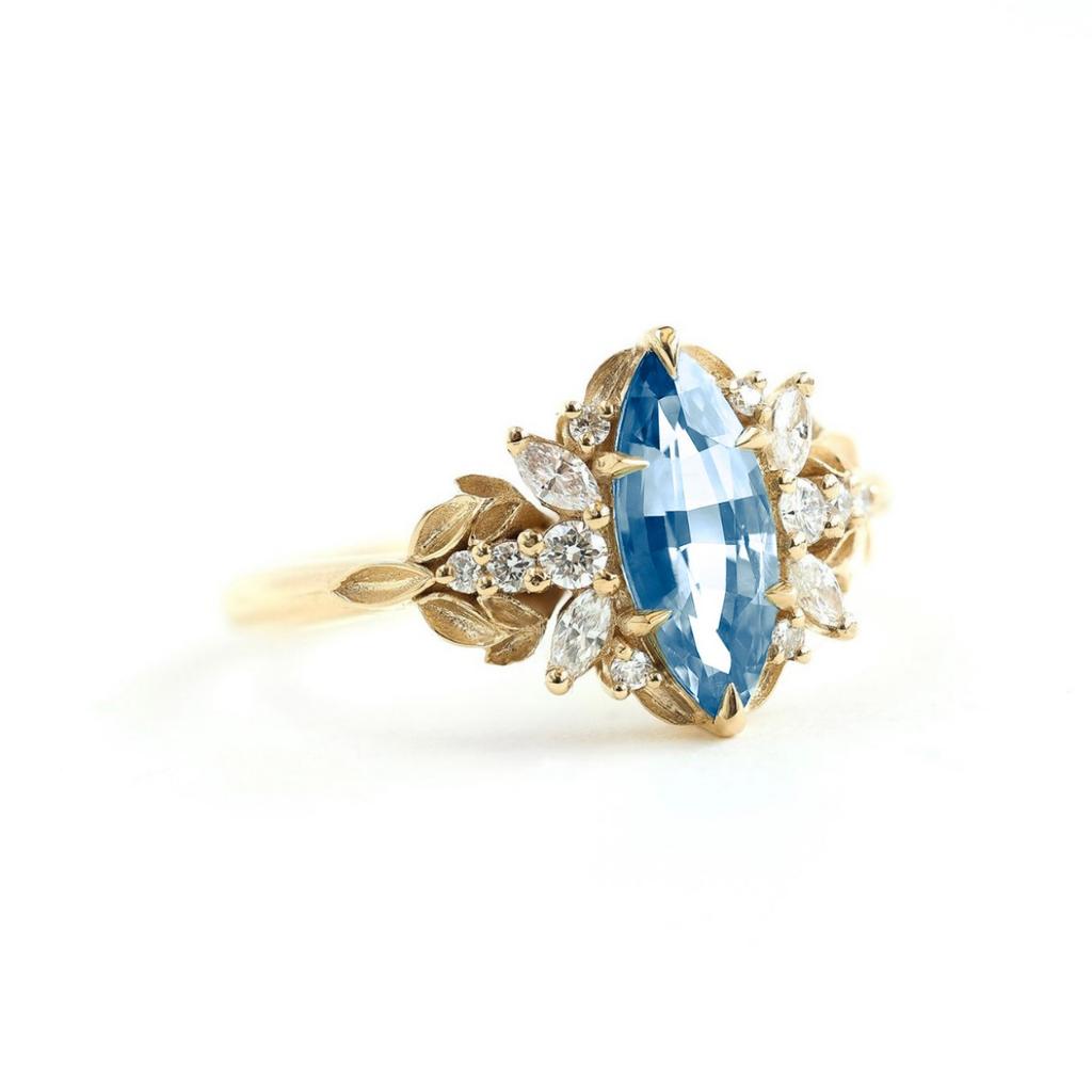 Luxury Versatile Simple  Gemstone Ring, Inlaid with Lake Blue Zircon Ring New Accessories