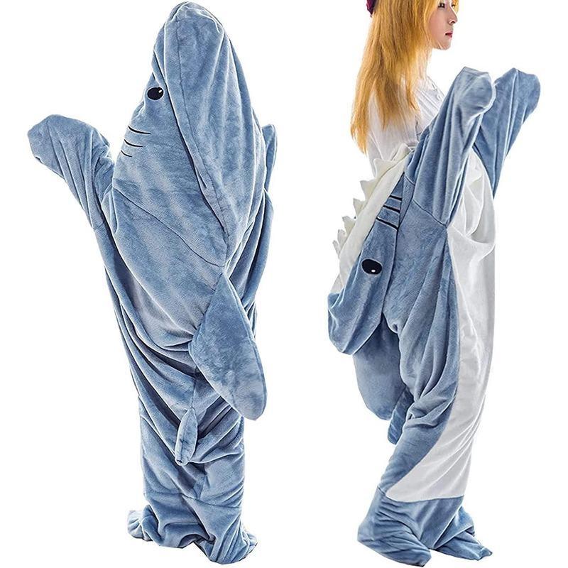 Großer Hai Schlafsack Einteiliger Pyjama Büro Nickerchen Ozean Hai Decke Schal Schlafsack Decke Unisex Zuhause