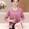 2PCS Spring/SummerAutumn Women's Knitted Cardigan Sweater + Short Sleeve Knitted T-Shirt Two Piece Set Plus Size Open-front Knitted Jacket