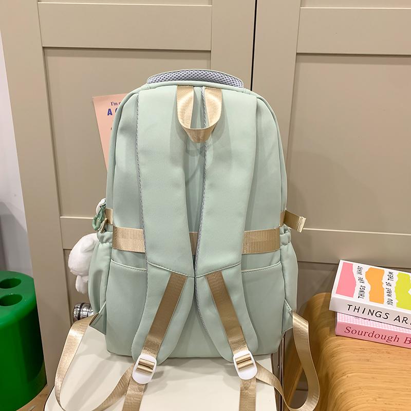 Student Schoolbag Women's Color Contrast Backpack Large Capacity Backpack with Coin Purse