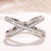 Huitan Fashion Cross Finger Rings for Women 3 Metal Colors Paved Dazzling Cubic Zirconia Simple Stylish Female Rings Hot Zircon