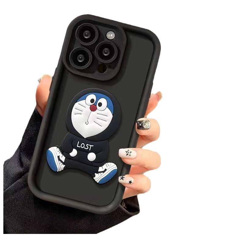 Applicable to iPhone16 mobile phone case, silicone jingle cat bracket 15Promax Apple 14 anti-drop cover, new matte.