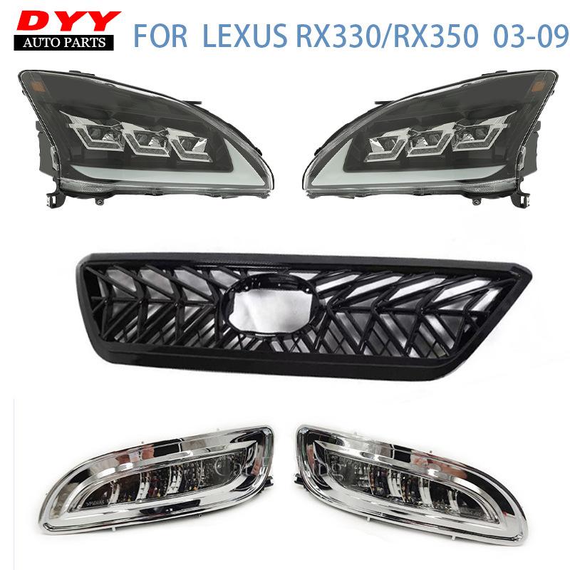 Compatible Daytime Running Lights & Front Fog Lights for 03-09 Lexus RX330/RX350 with Modified Headlights and TRD Grille
