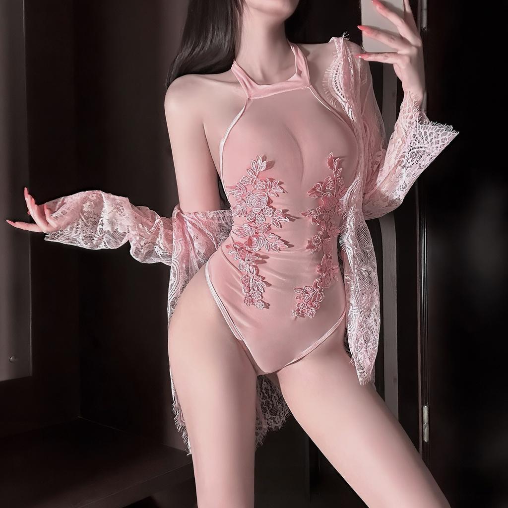 Sexy perspective Spice girls sexy underwear onesie water-soluble flower neck slim open pure desire temptation free perspective