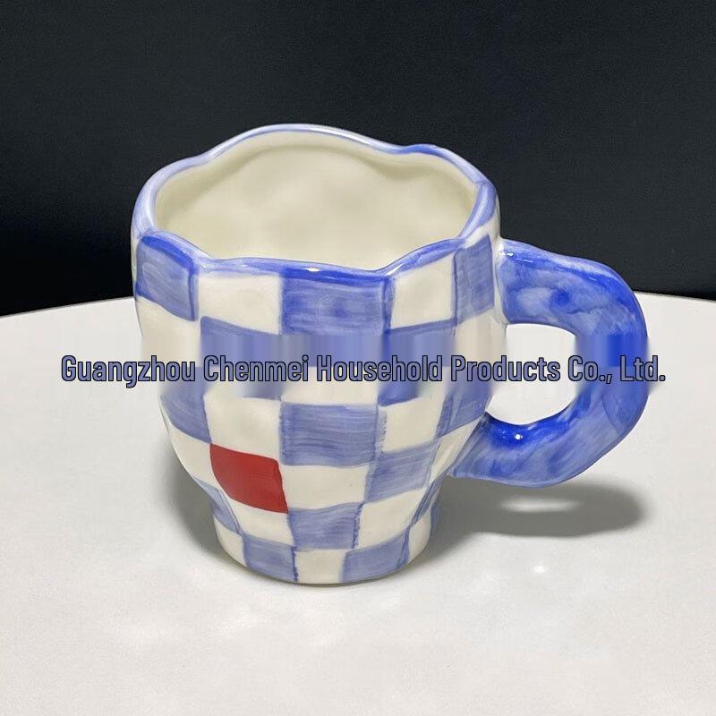 Chao Sihui Hand-Painted Ceramic Grid Mug