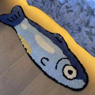 Salted Fish Shape Creative Carpet Imitation Cashmere Carpet Bedroom Bedside Rugs Waterproof Non-Slip Bathroom Floor Mat