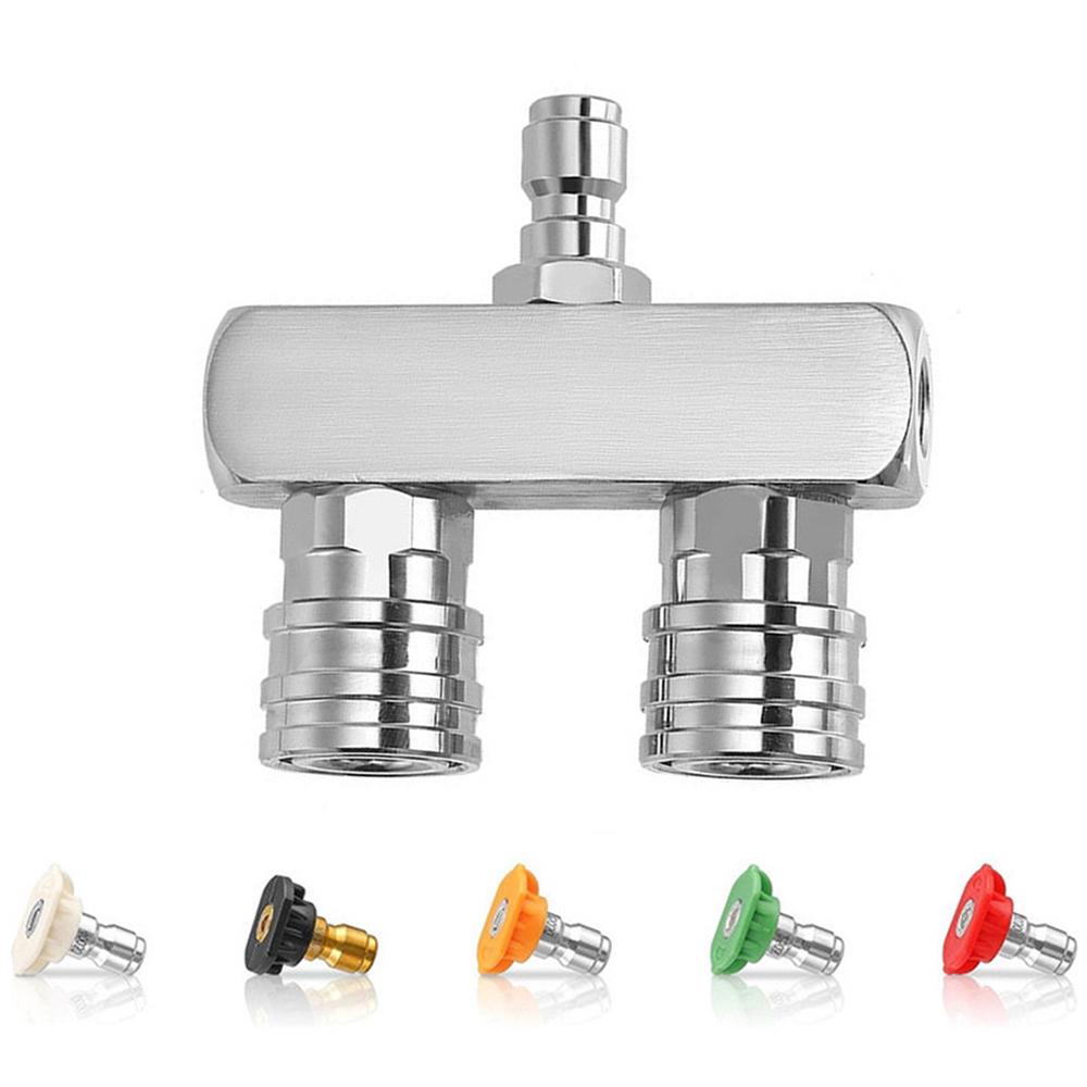 

Насадка для мойки под давлением 5000 фунтов на кв. дюйм, насадка для мойки под давлением 2 в 1 с 5 распылительными насадками, 14 дюймов серебряный