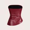 Womens Sexy Sleeveless Fitted PU Leather Corset Top Streetwear Party Clubwear