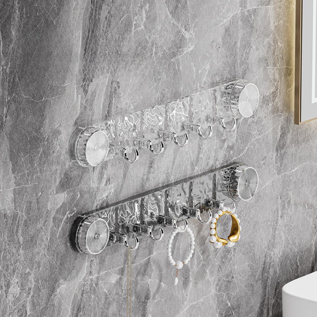 Bathroom Wall Hole-free Door Swivel Suction Cups Strong Load-bearing Rows of Hooks Bathroom Corrugated Non-marking Sticky Hooks