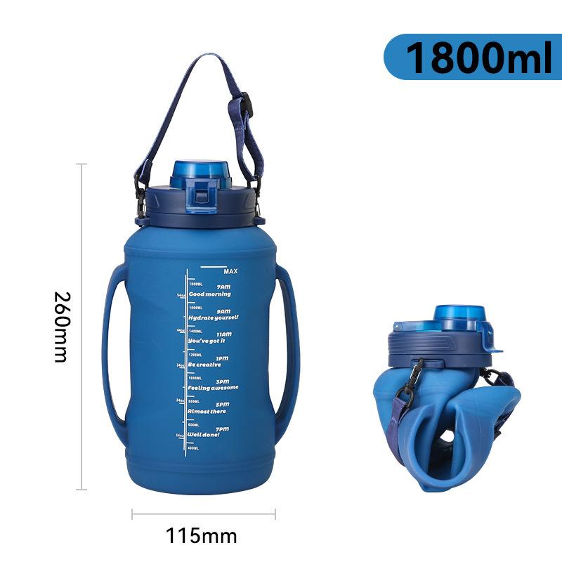 

Спортивная дорожная складная чашка из силикагеля, уличный пищевой чайник, телескопическая чашка для воды, большая емкость, большая чашка для живота 1800ml1PCS синий